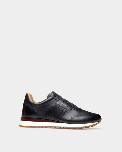 Asken Leather Sneakers In Midnight Blue