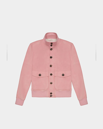 Blouson Bomber In Pink Leather