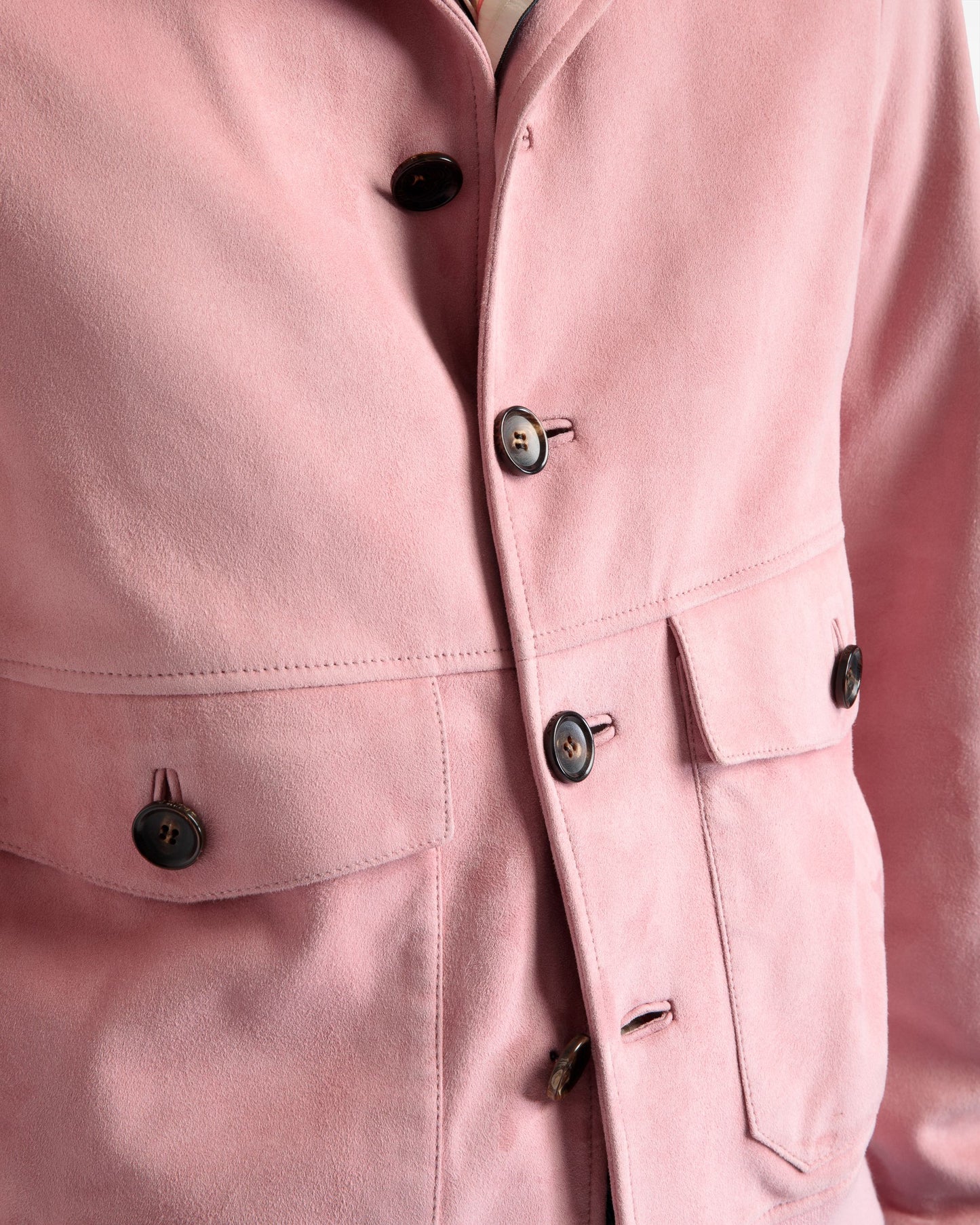 Blouson Bomber In Pink Leather
