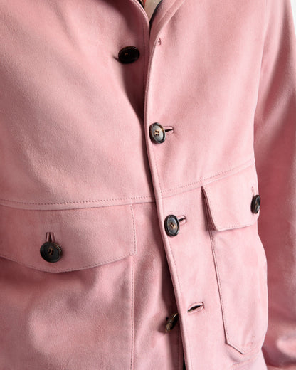 Blouson Bomber In Pink Leather