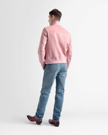 Blouson Bomber In Pink Leather