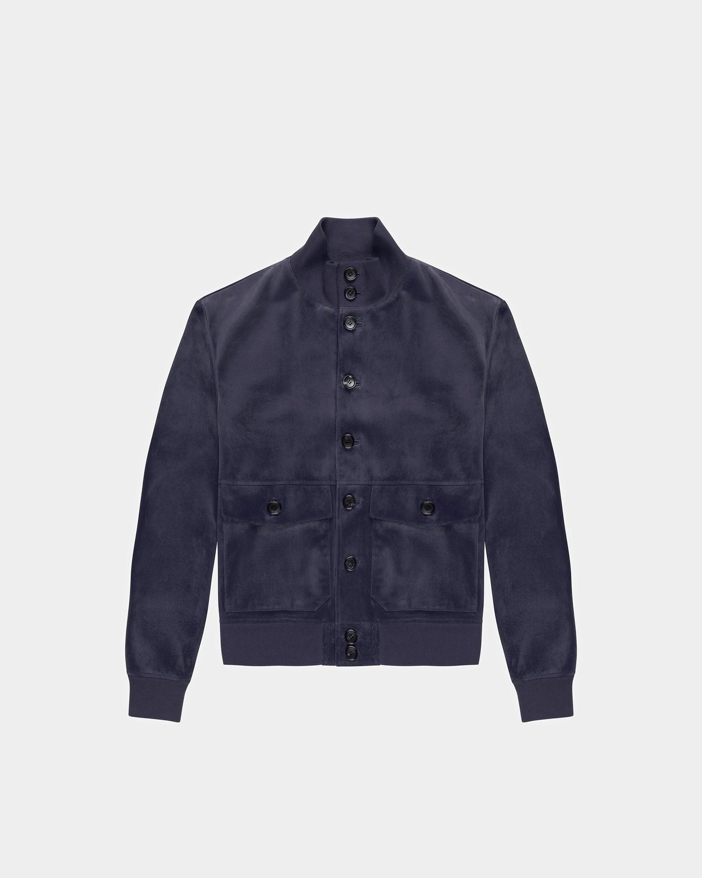 Blouson Bomber In Blue Leather