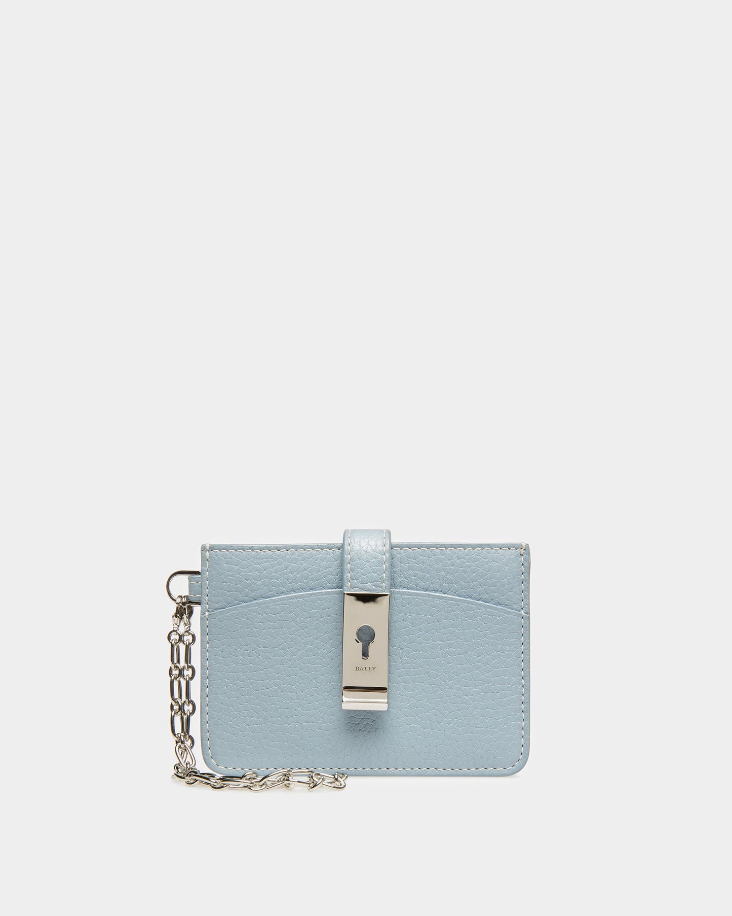Ava Leather Card Holder In Light Blue