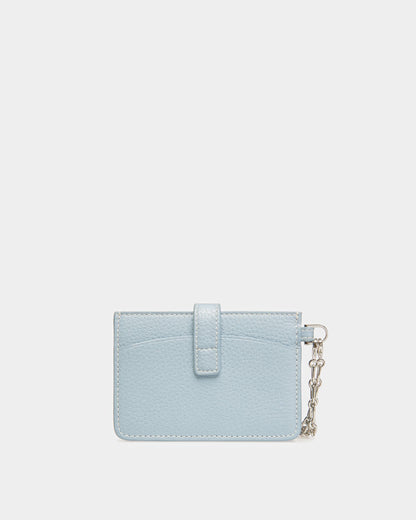 Ava Leather Card Holder In Light Blue