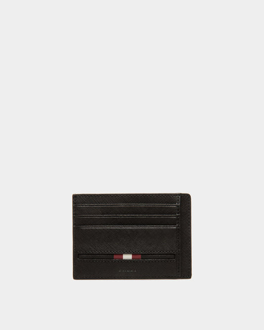 Business Card Holder in Black Embossed Leather