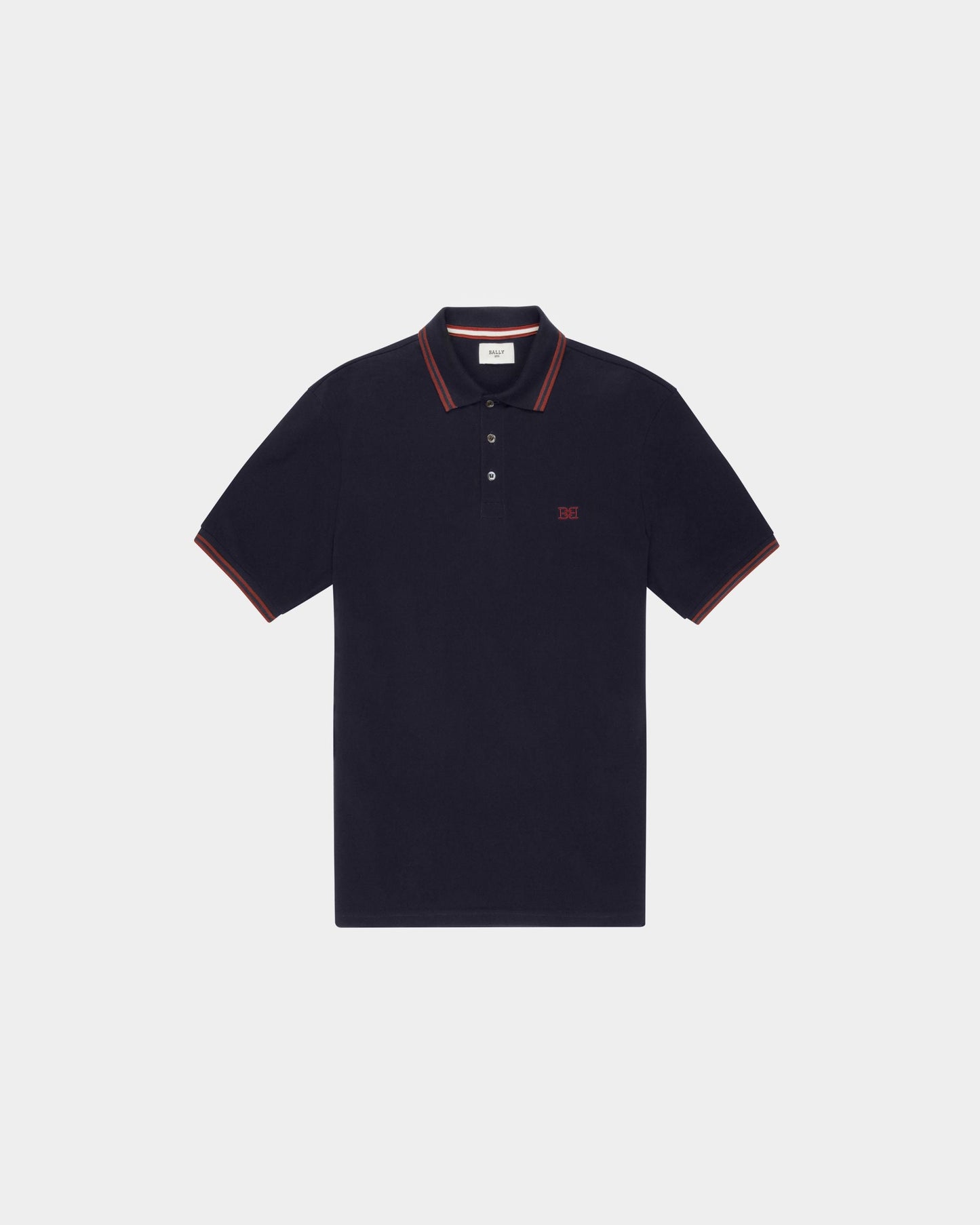 Cotton Polo Shirt In Navy