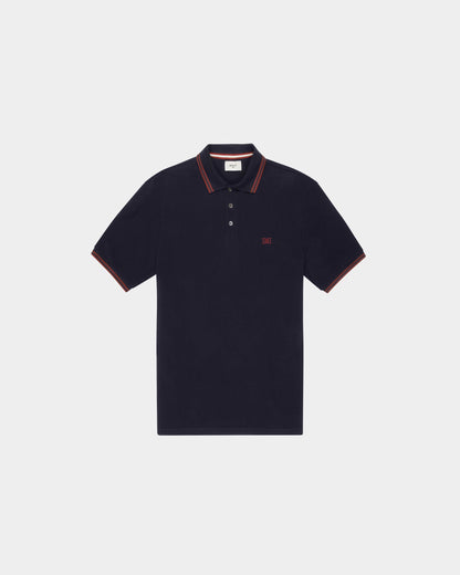Cotton Polo Shirt In Navy