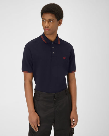 Cotton Polo Shirt In Navy