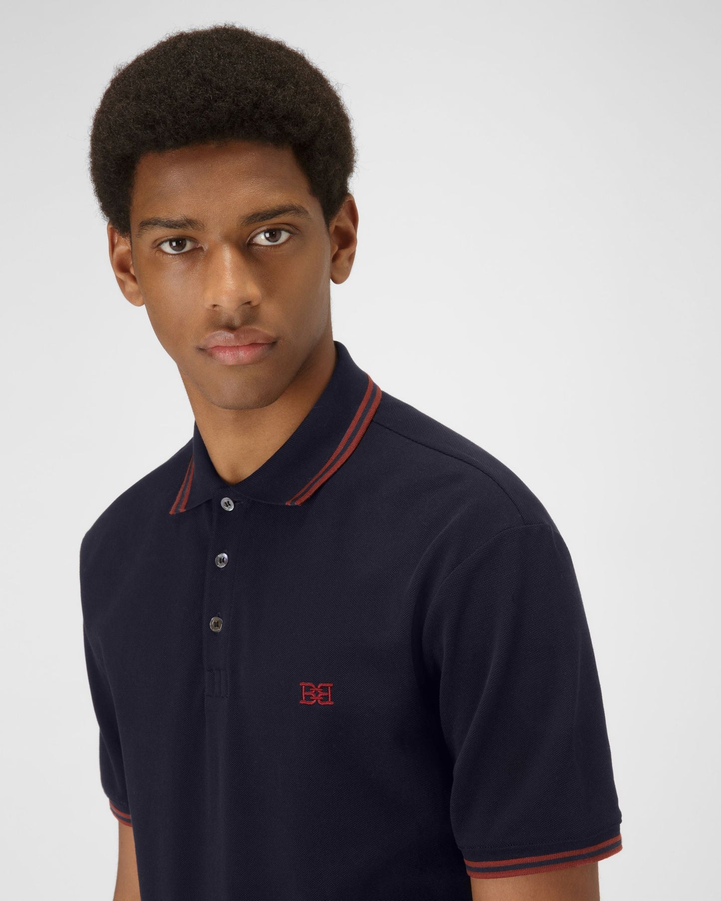 Cotton Polo Shirt In Navy