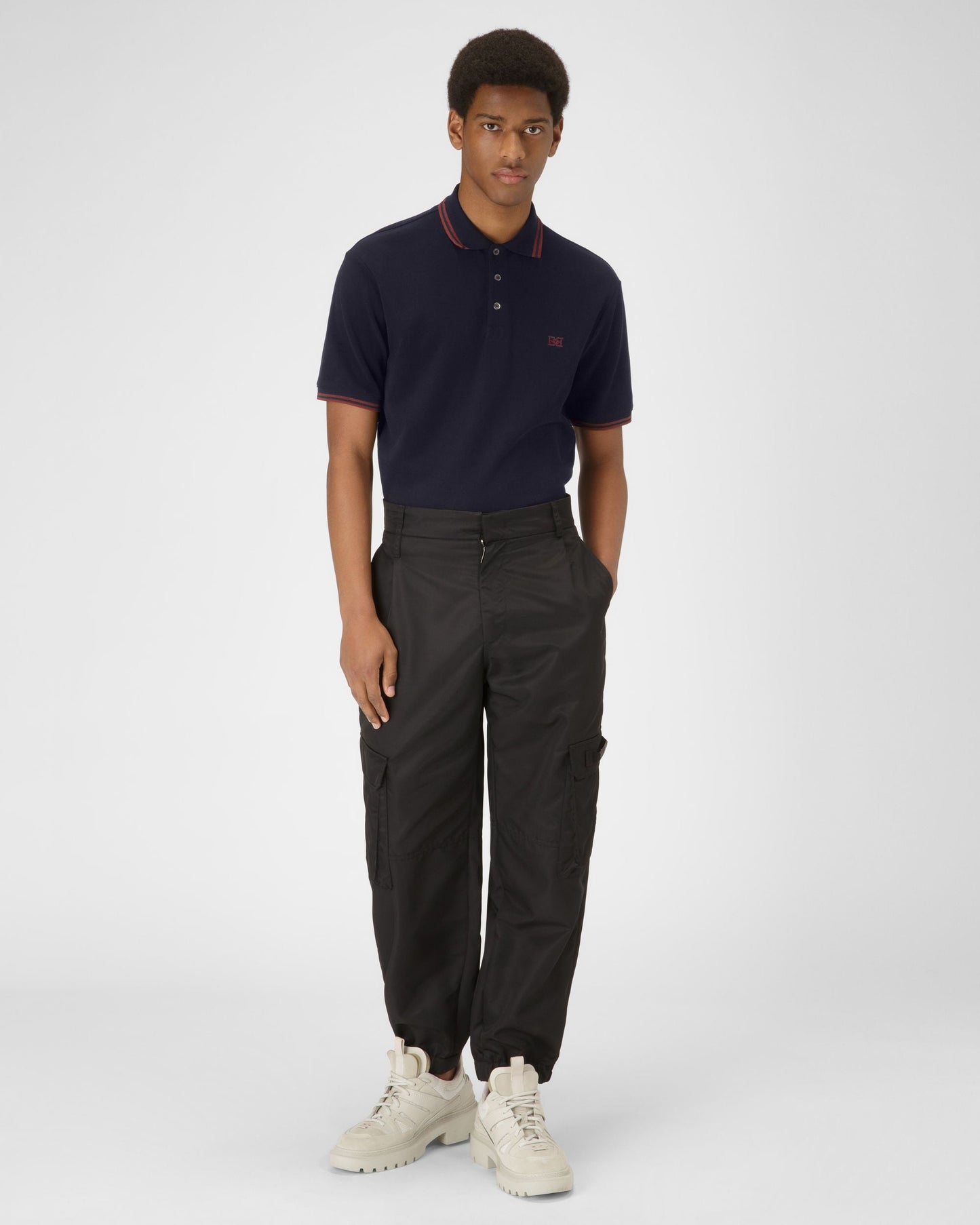 Cotton Polo Shirt In Navy