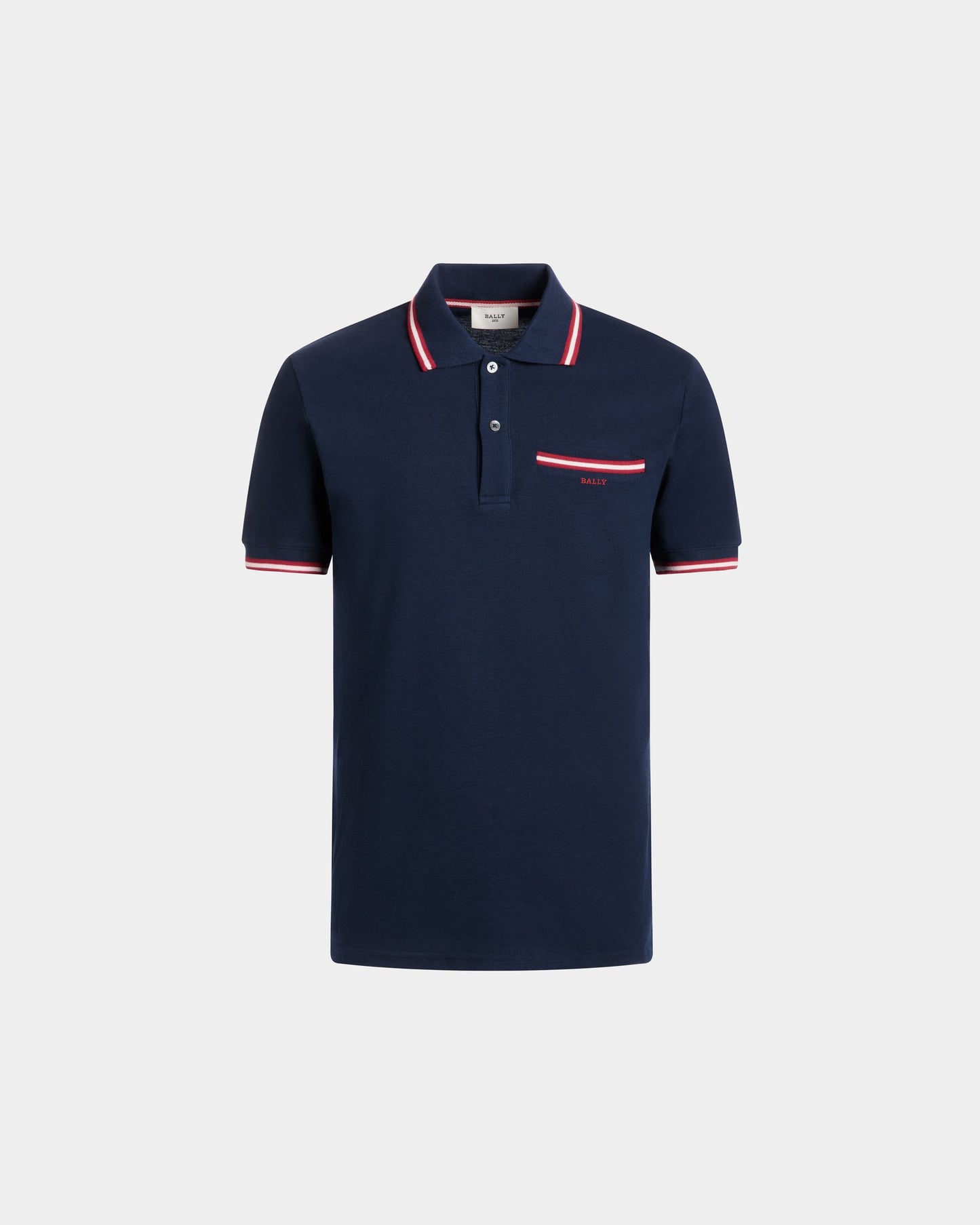 Polo Shirt in Blue Piqué-Knit Cotton