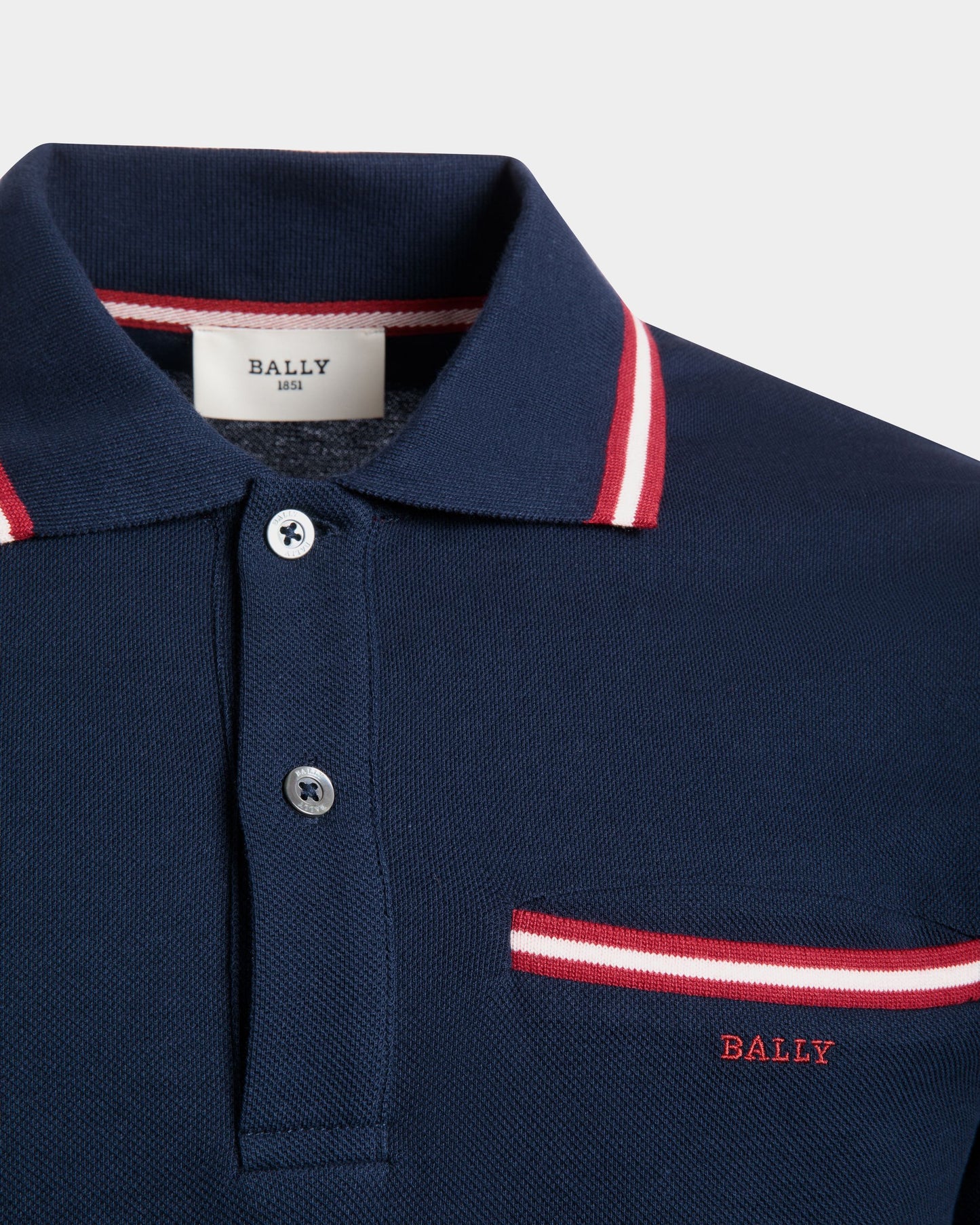 Polo Shirt in Blue Piqué-Knit Cotton