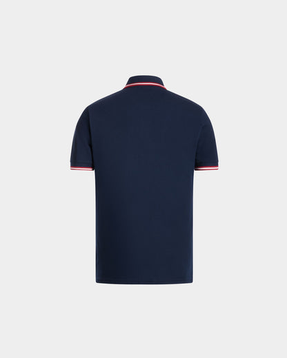 Polo Shirt in Blue Piqué-Knit Cotton