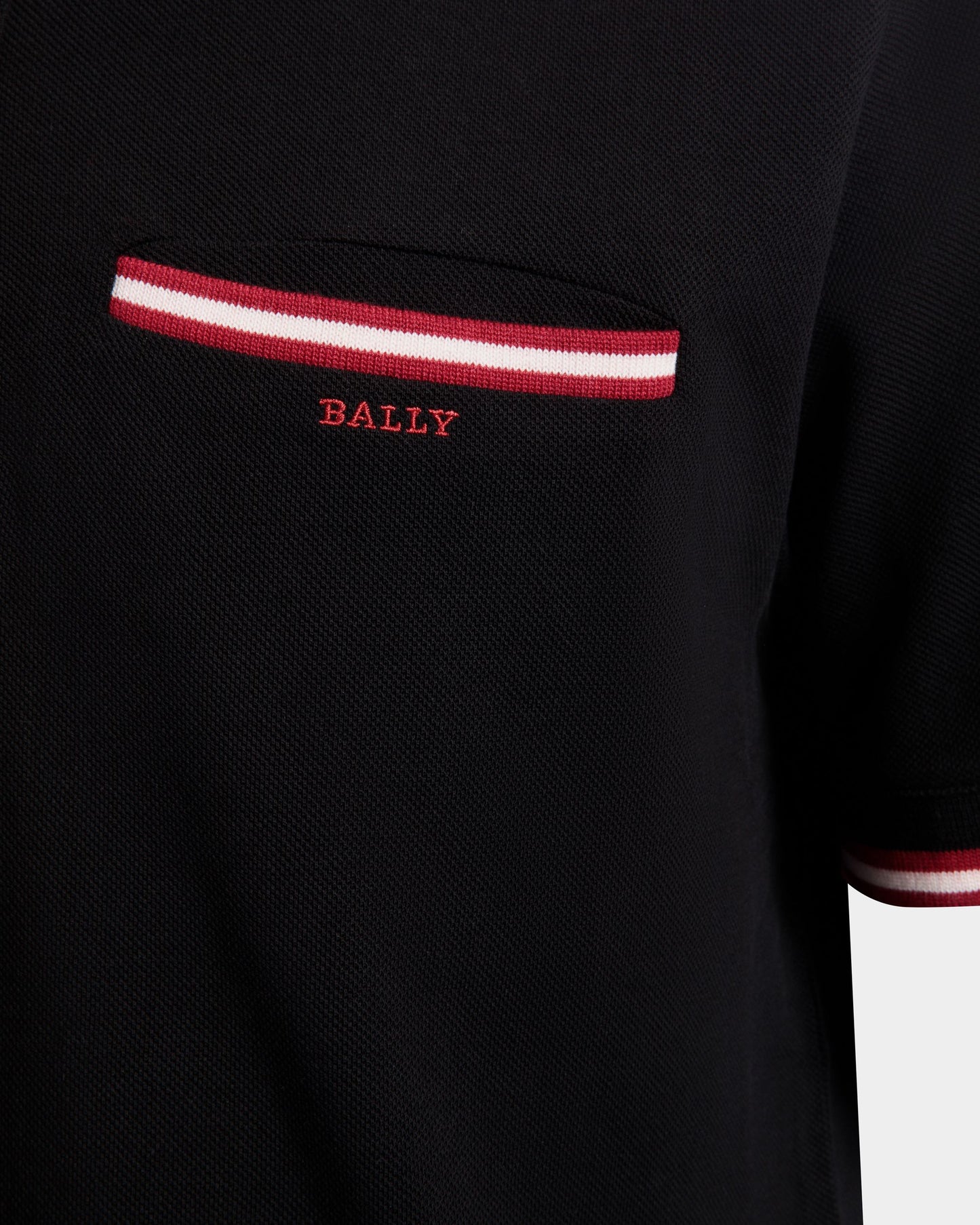 Polo Shirt in Black Piqué-Knit Cotton