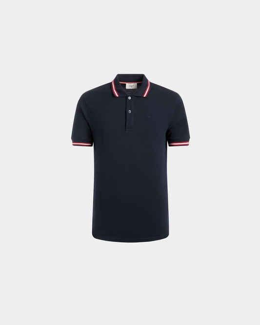 Polo Shirt in Blue Piqué-Knit Cotton