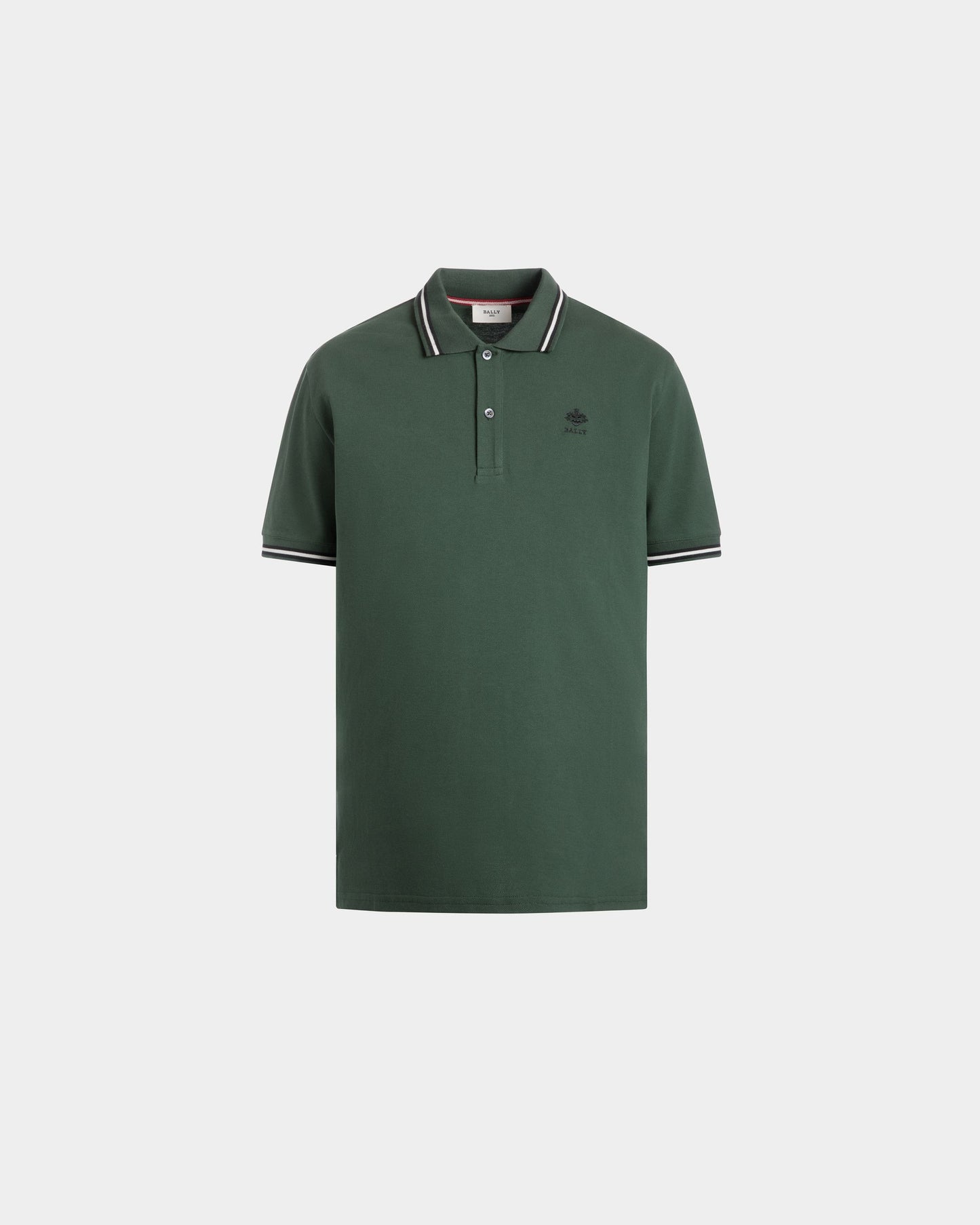 Polo Shirt in Green Piqué-Knit Cotton