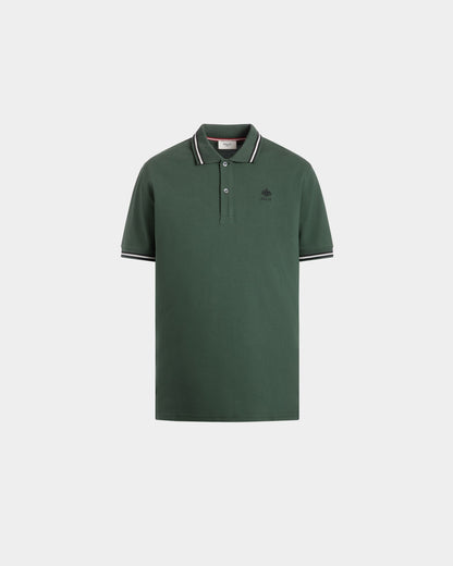 Polo Shirt in Green Piqué-Knit Cotton