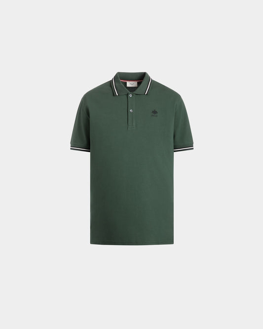 Polo Shirt in Green Piqué-Knit Cotton