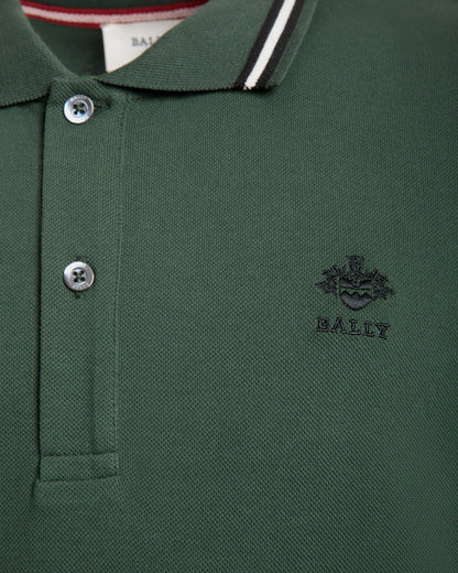 Polo Shirt in Green Piqué-Knit Cotton
