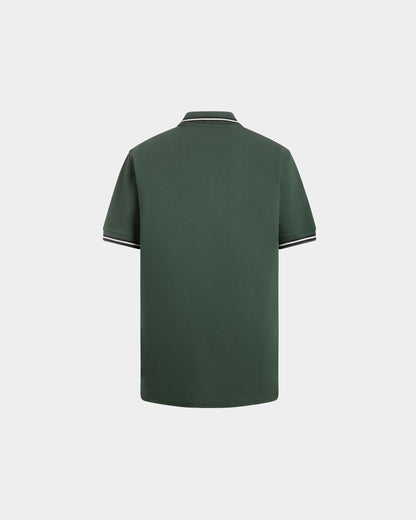 Polo Shirt in Green Piqué-Knit Cotton