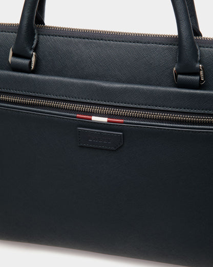 Briefcase in Blue Embossed Leather