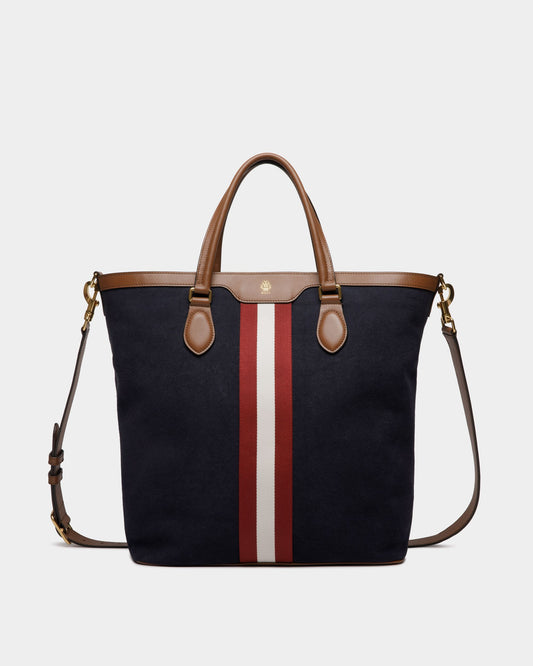 Beckett Tote in Navy Blue Cotton Canvas