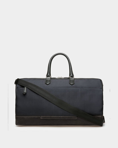 Caius Leather And Nylon Weekender Bag In Midnight