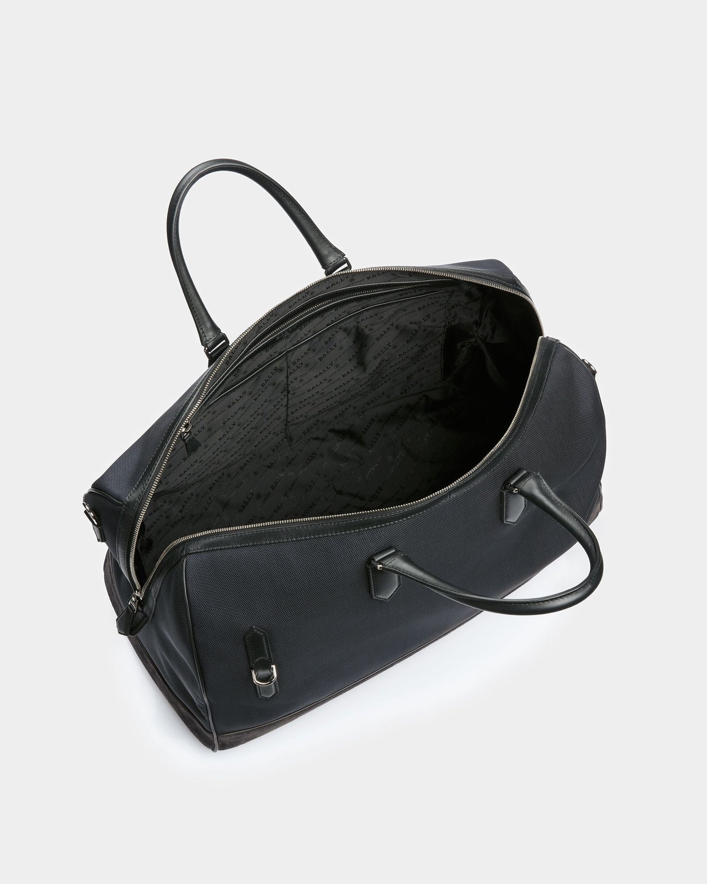 Caius Leather And Nylon Weekender Bag In Midnight