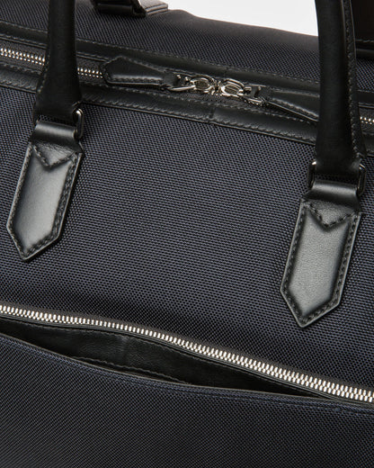 Caius Leather And Nylon Weekender Bag In Midnight