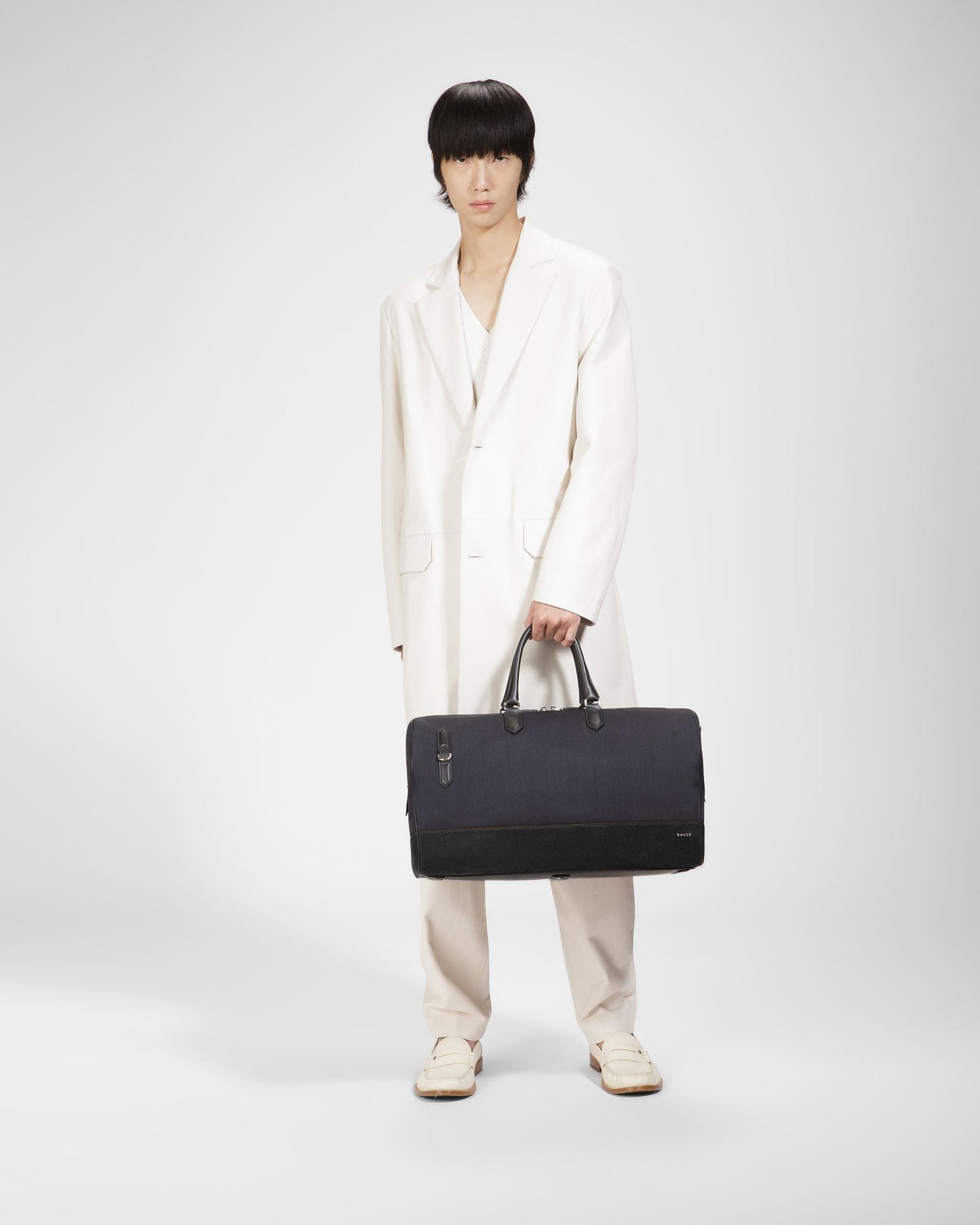 Caius Leather And Nylon Weekender Bag In Midnight