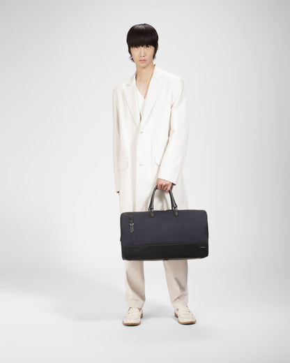 Caius Leather And Nylon Weekender Bag In Midnight
