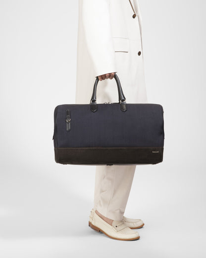 Caius Leather And Nylon Weekender Bag In Midnight