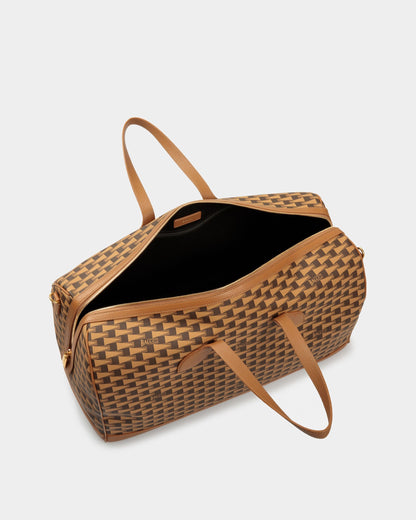 36 Hours Pennant Weekender | Men's Bag | Desert TPU and Leather | Bally | Still Life Open / Inside