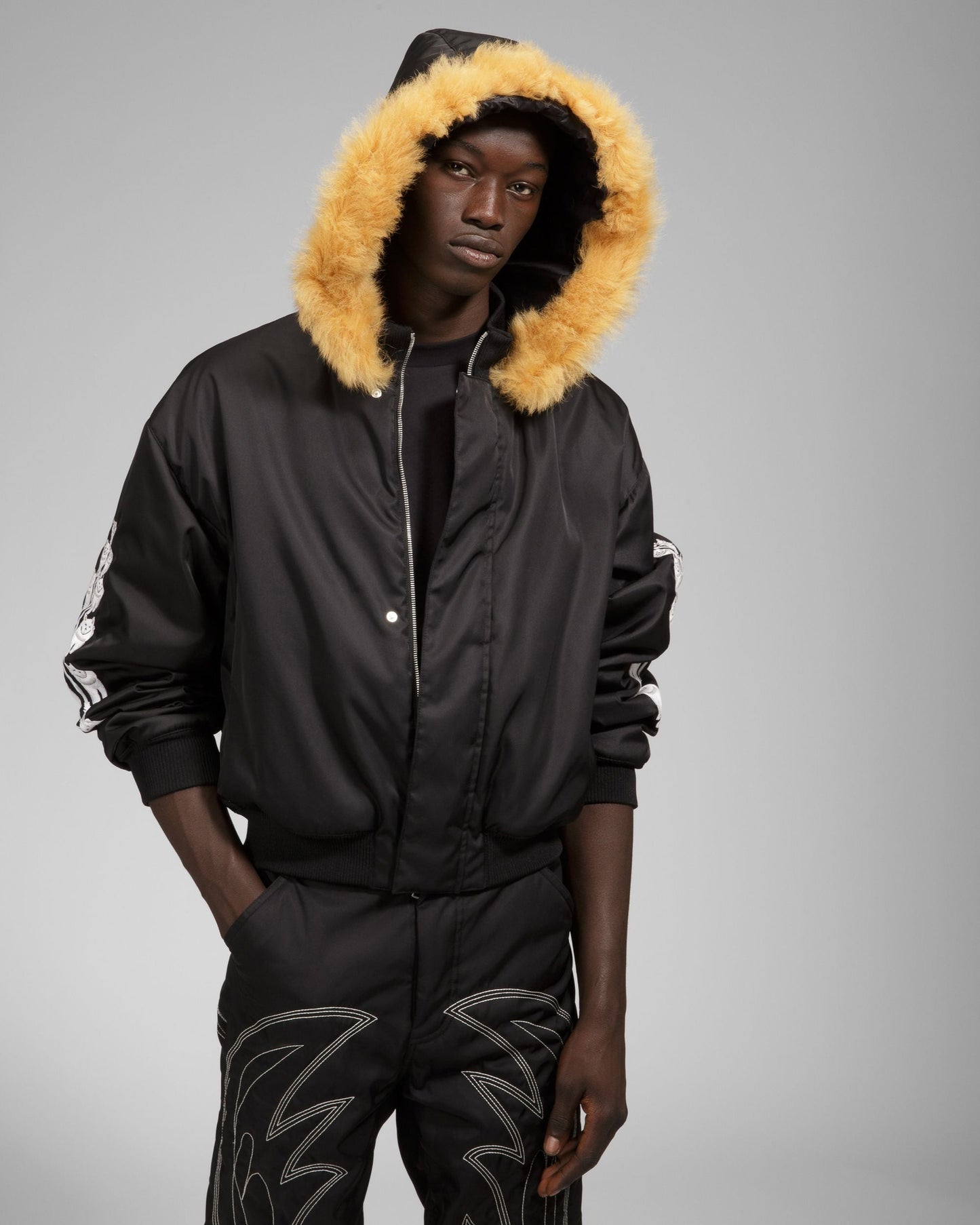 Recycled Nylon Bomber In Black