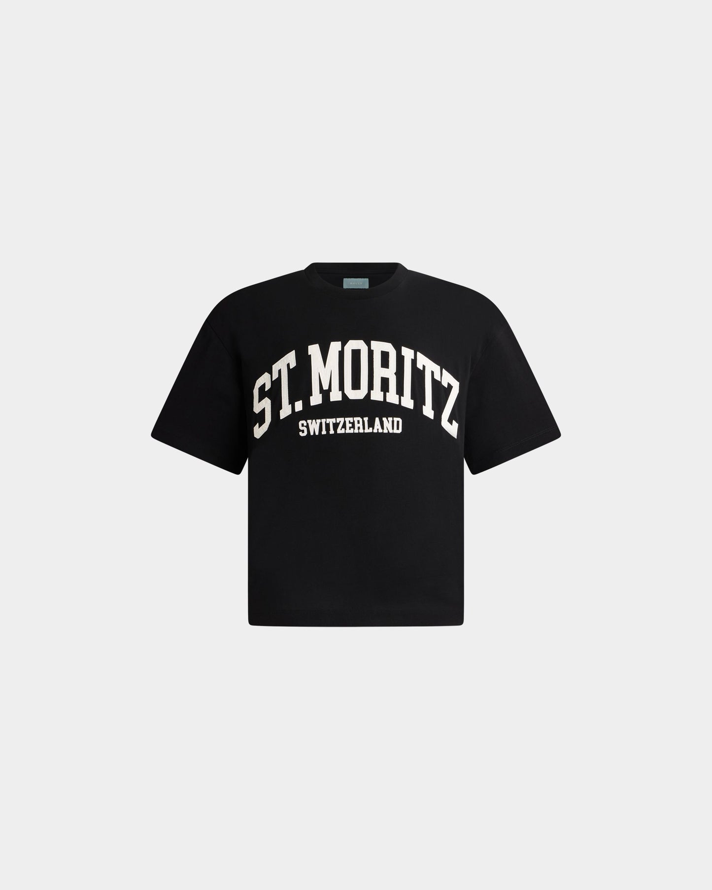 Curling Collection T-shirt in Black Cotton with a St. Moritz Print