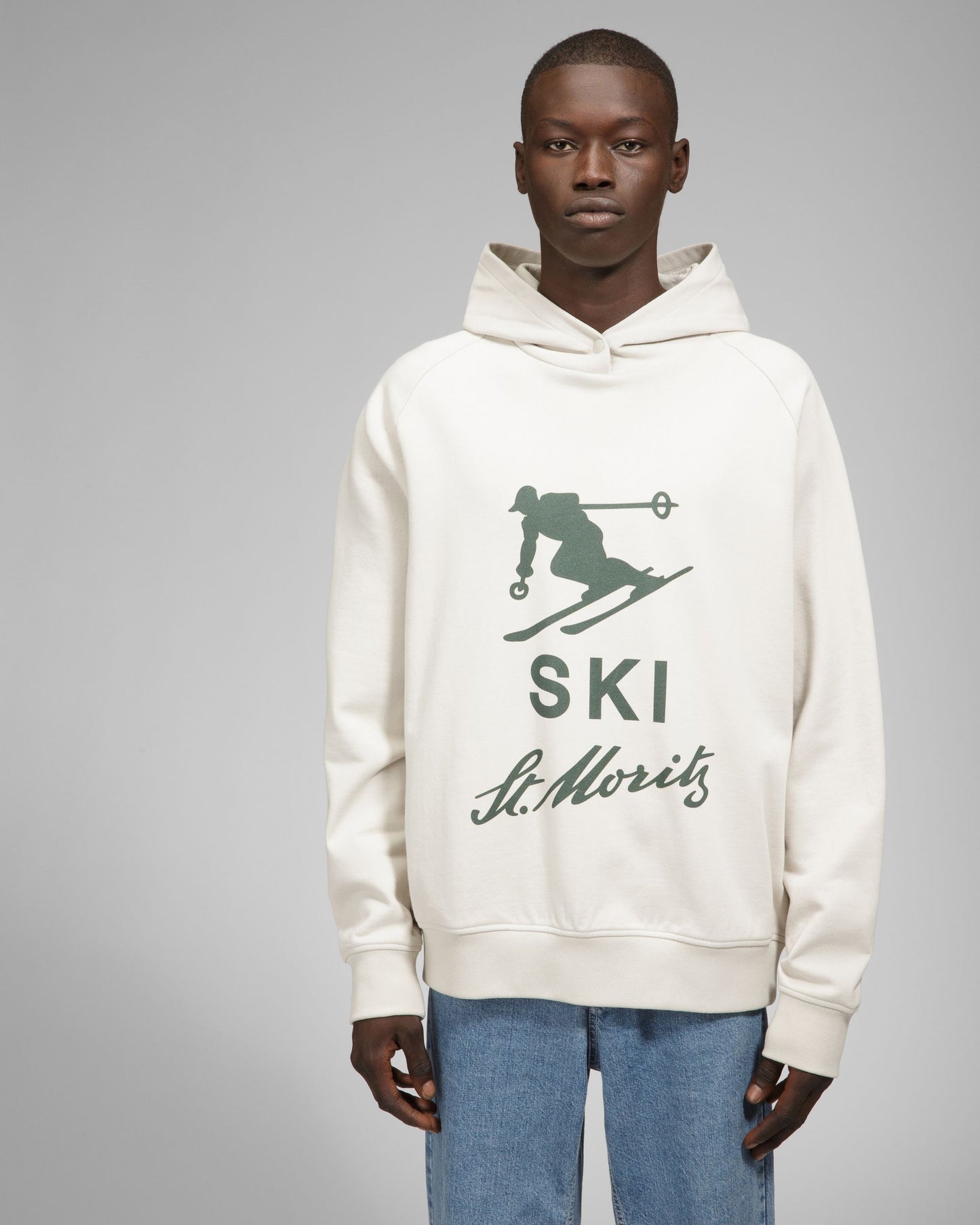 Ski St Moritz Hoodie Cotton Sweatshirt In Grey