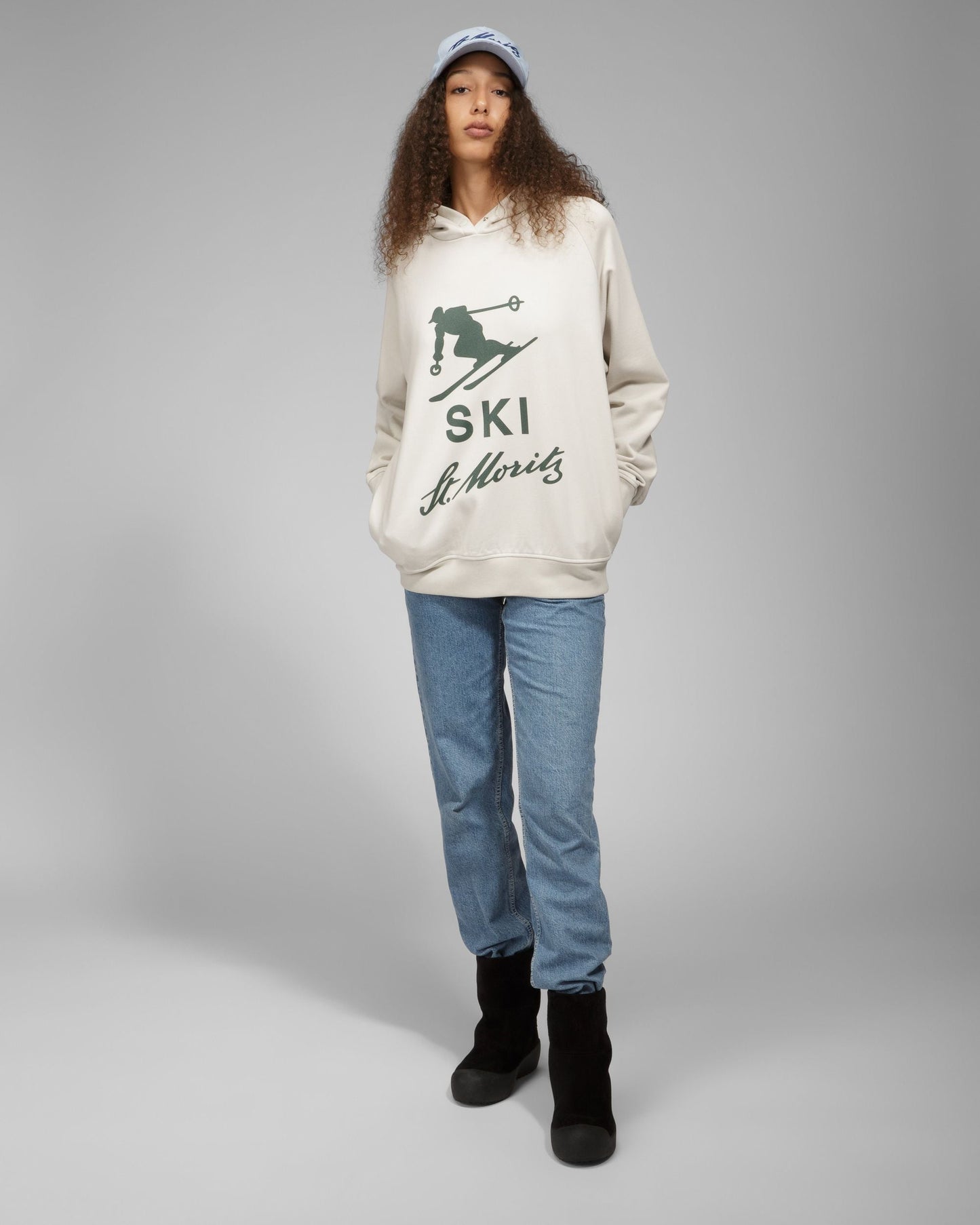Ski St Moritz Hoodie Cotton Sweatshirt In Grey
