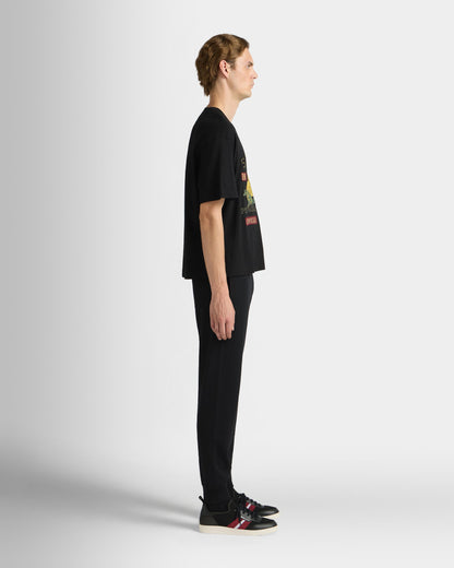 Curling Collection T-shirt in Black Cotton with a St. Moritz Print