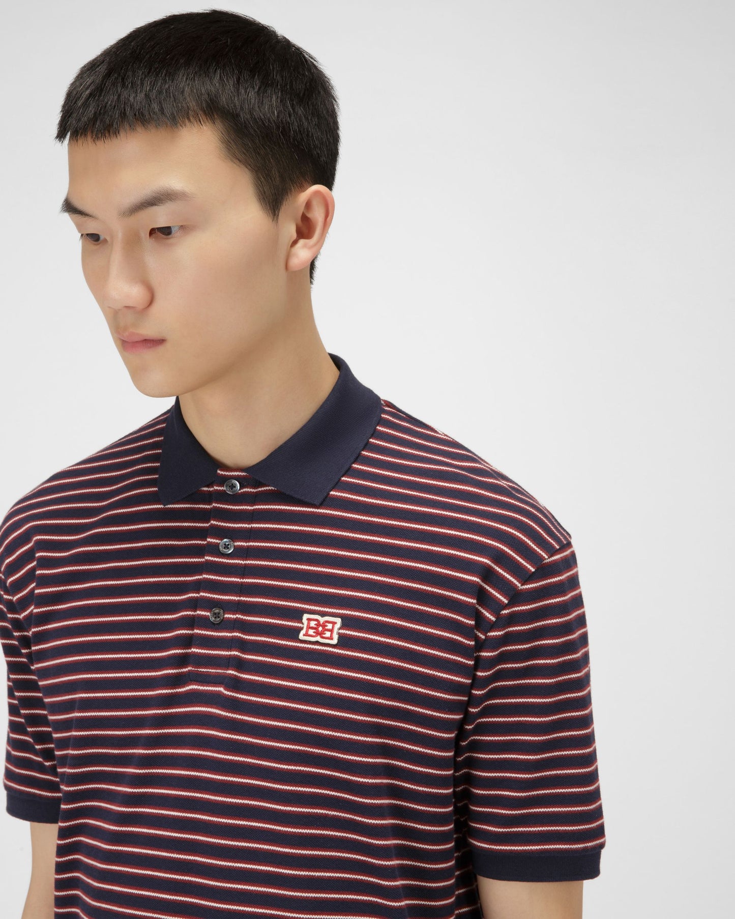 Cotton Polo Shirt In Navy