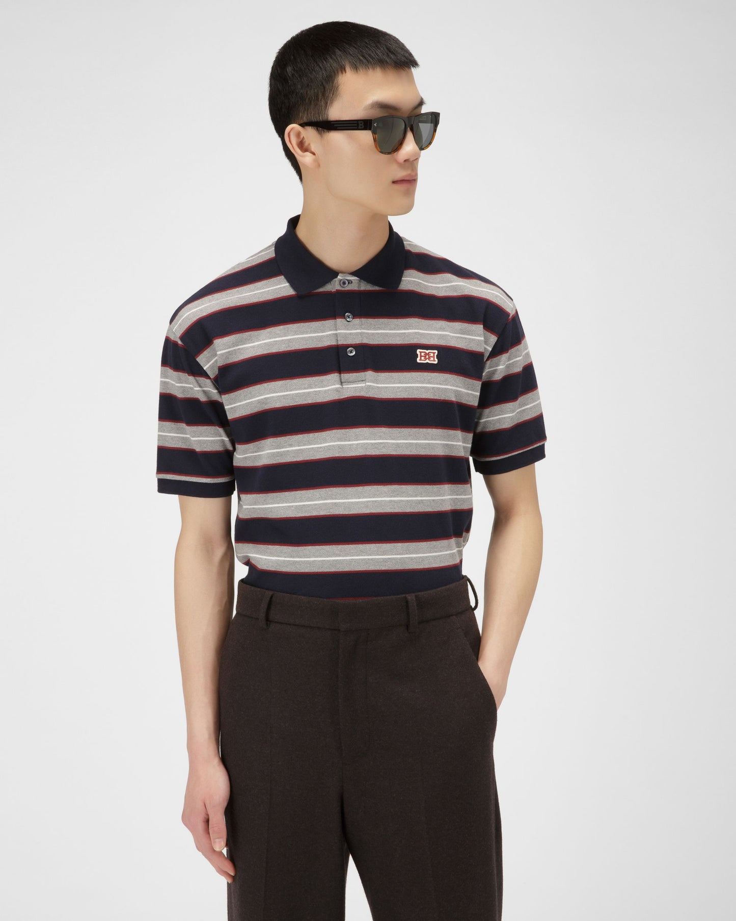 Cotton Polo Shirt In Navy