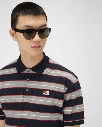 Cotton Polo Shirt In Navy