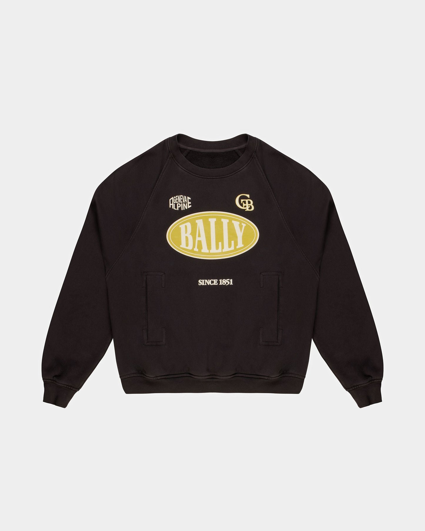 Cotton Printed Crew Neck Sweatshirt In Black