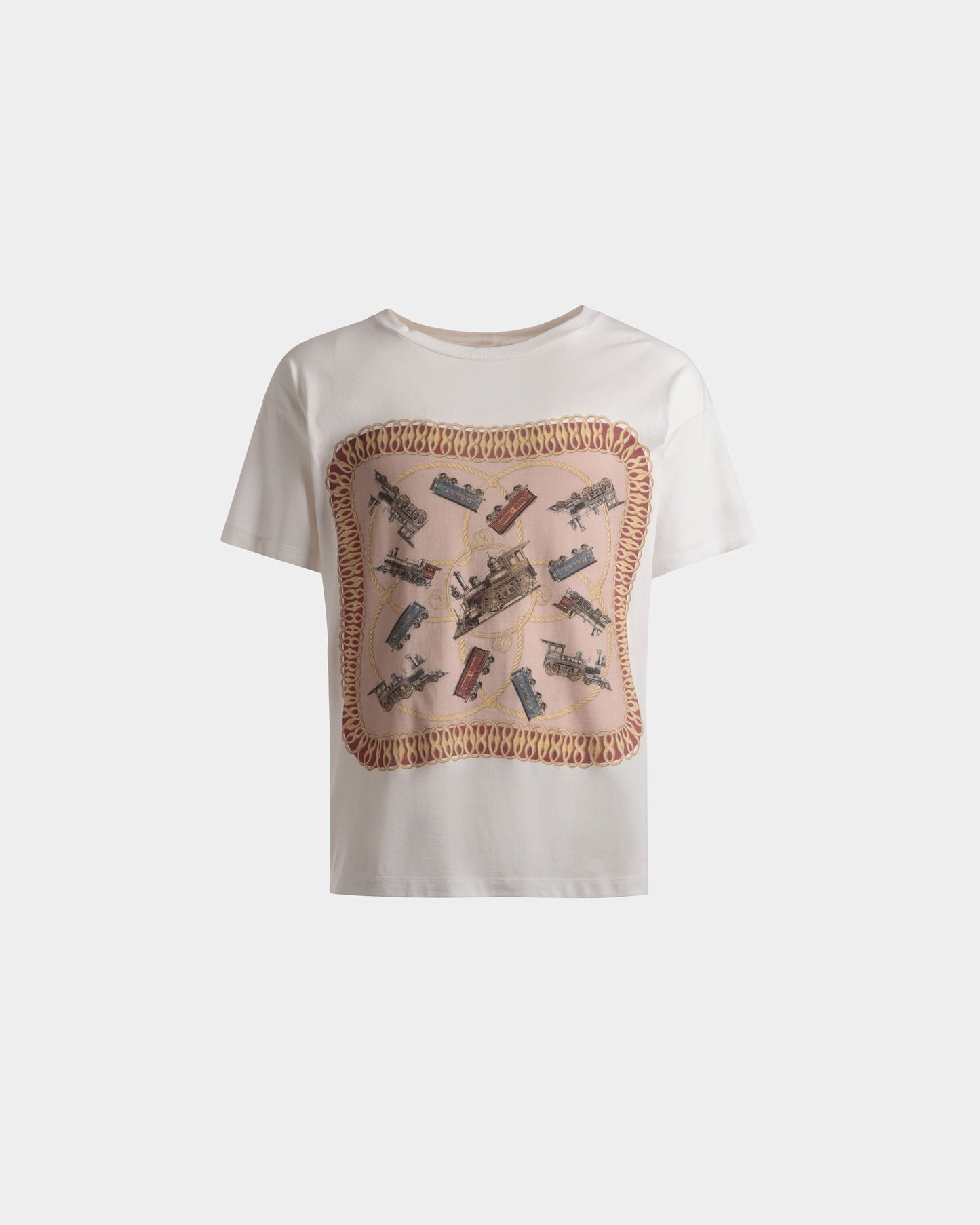 Train Print T-Shirt In White Cotton
