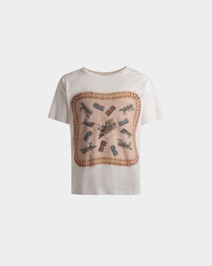 Train Print T-Shirt In White Cotton