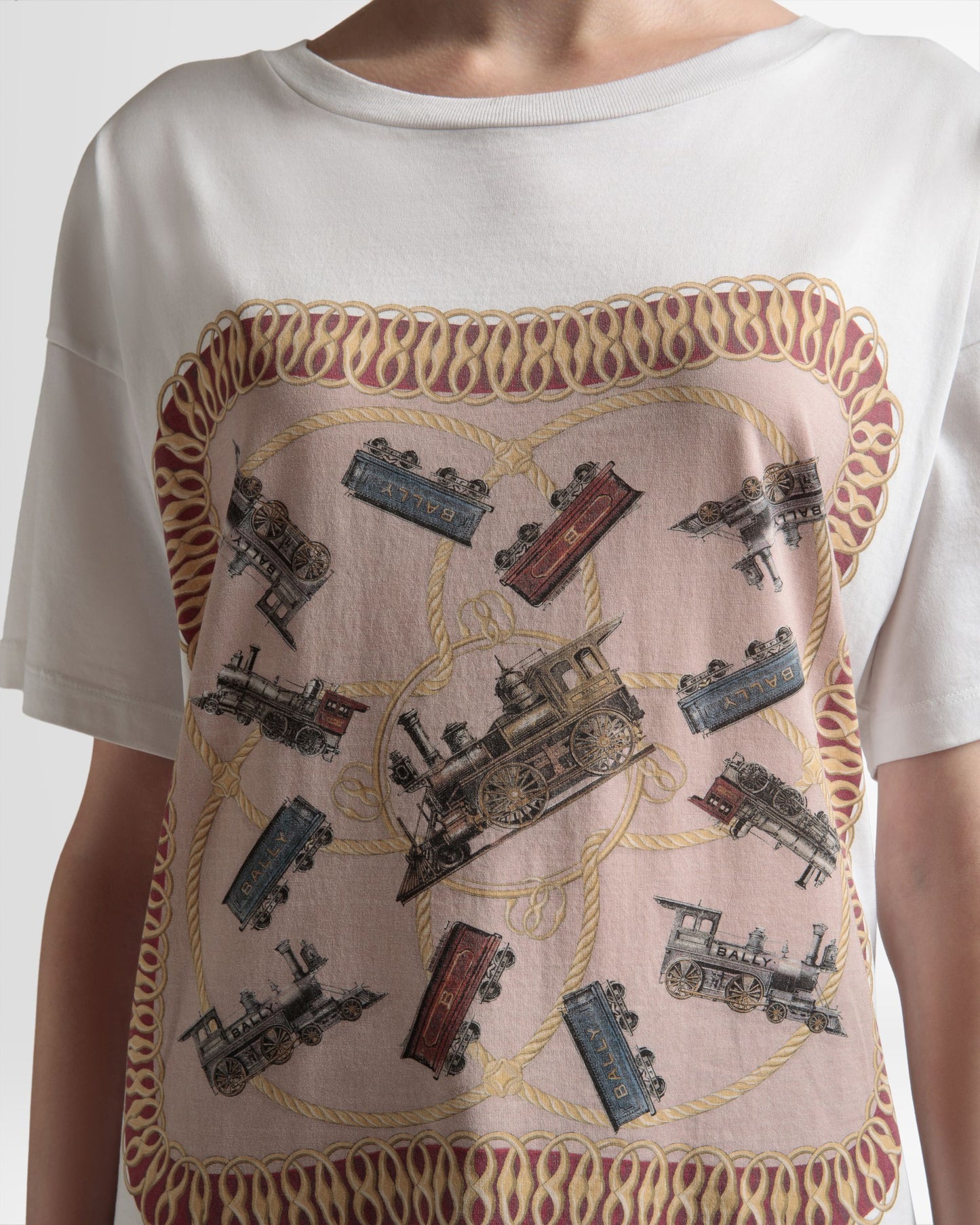 Train Print T-Shirt In White Cotton