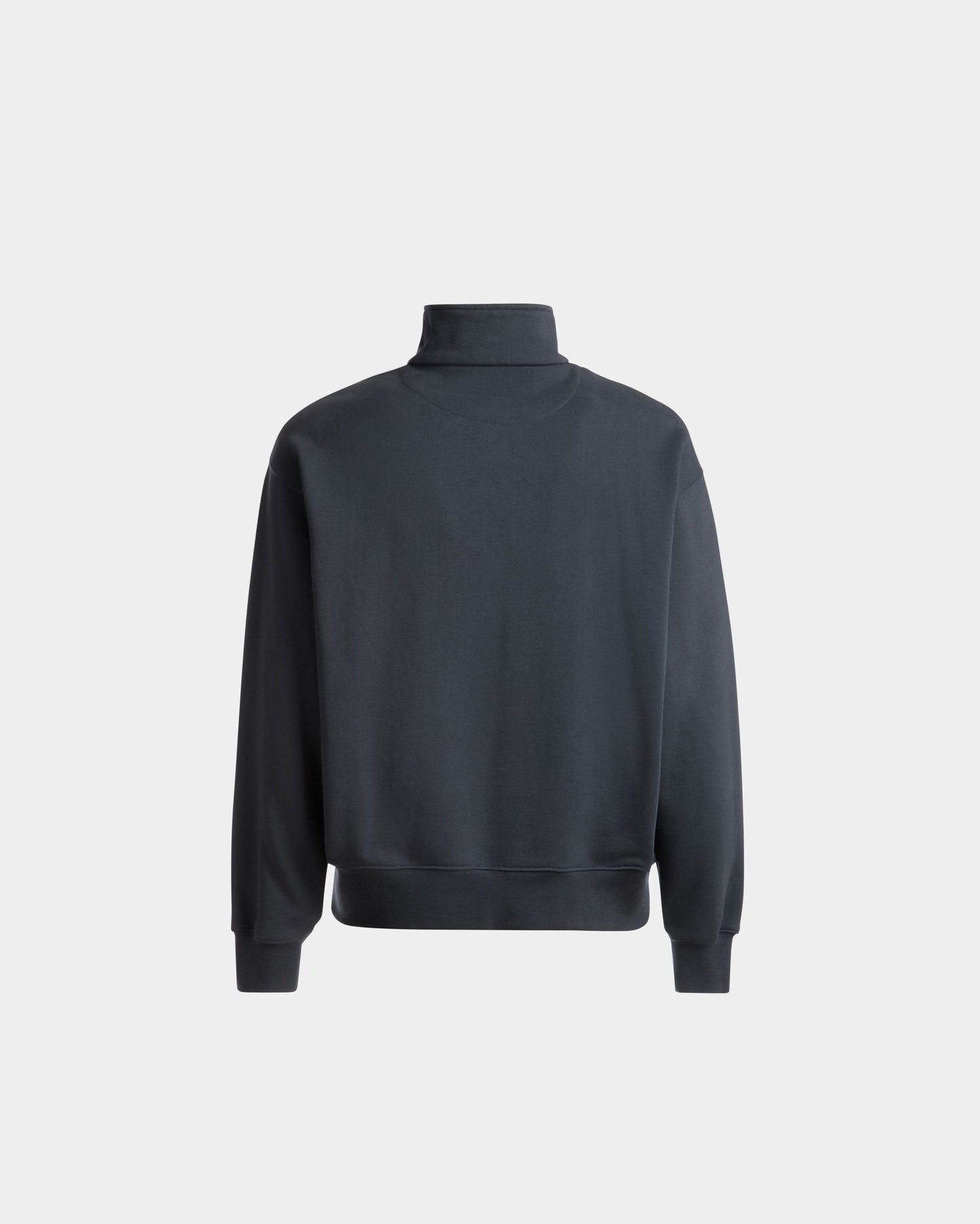 Train Print Half-Zipper Sweatshirt In Stone Cotton