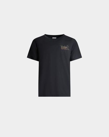 Train Motif T-Shirt In Stone Cotton
