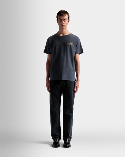 Train Motif T-Shirt In Stone Cotton