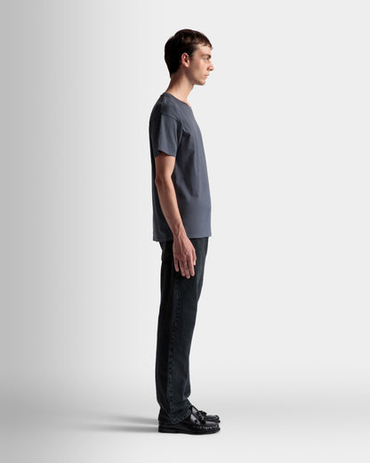 Train Motif T-Shirt In Stone Cotton