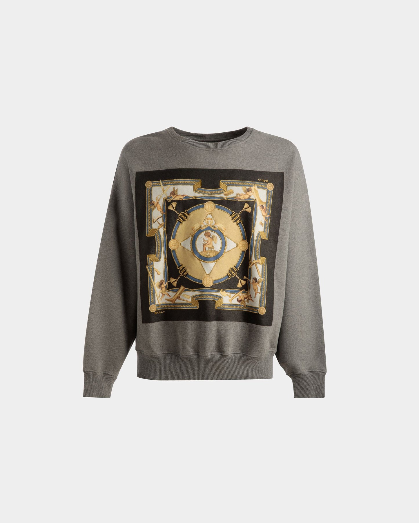 Printed Sweatshirt In Grey Melange Cotton
